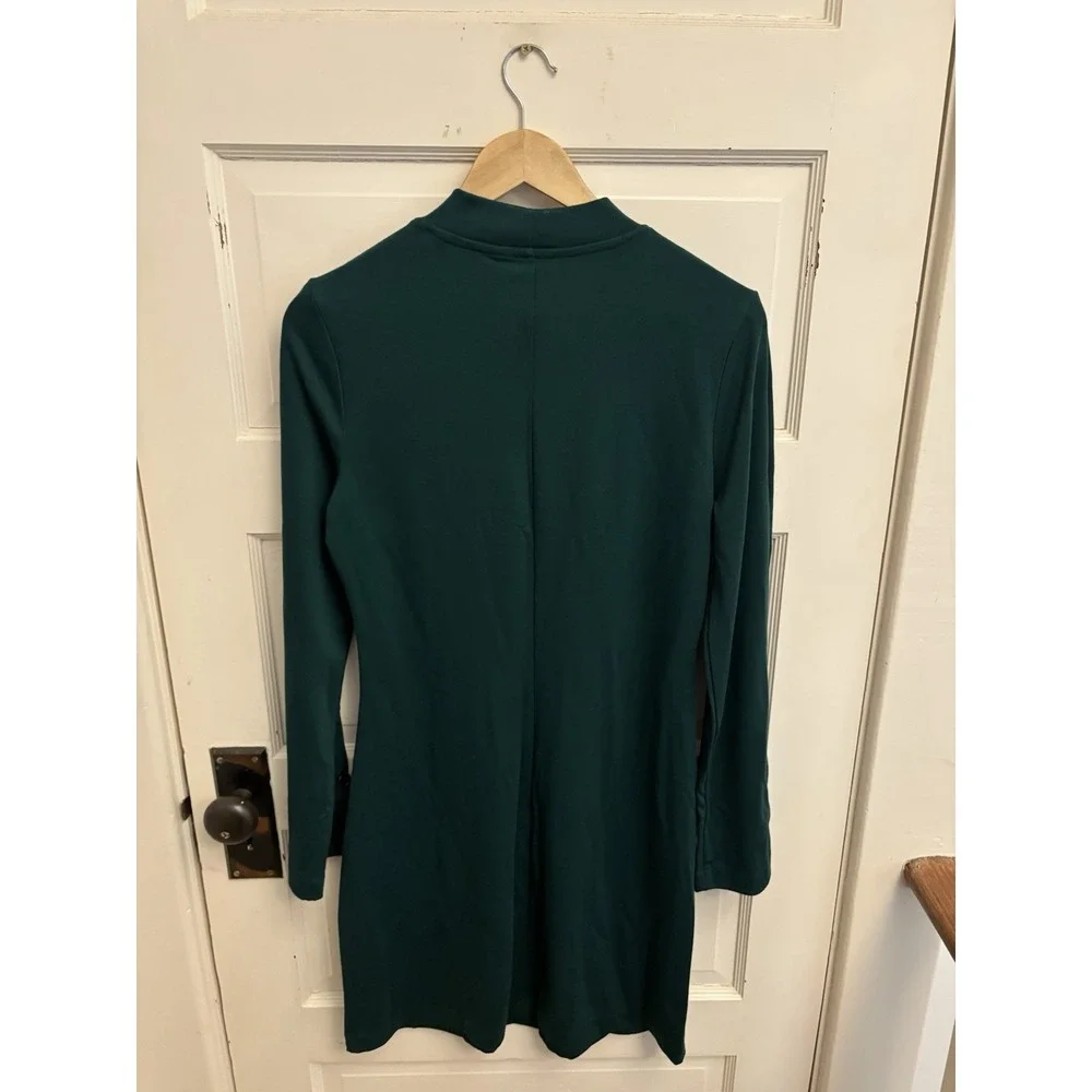 Banana Republic Women's Green Mock Neck Button Sleeve Shift Dress Sz Small Tall - Picture 7 of 7